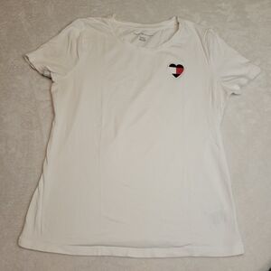 Tommy Hilfiger White Tee with Heart Emblem